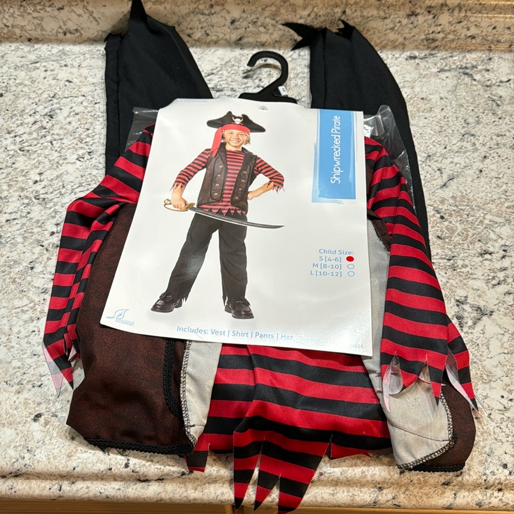 Shipwrecked Pirate Halloween Costume. Brand New. Child Size (4-6). Small.